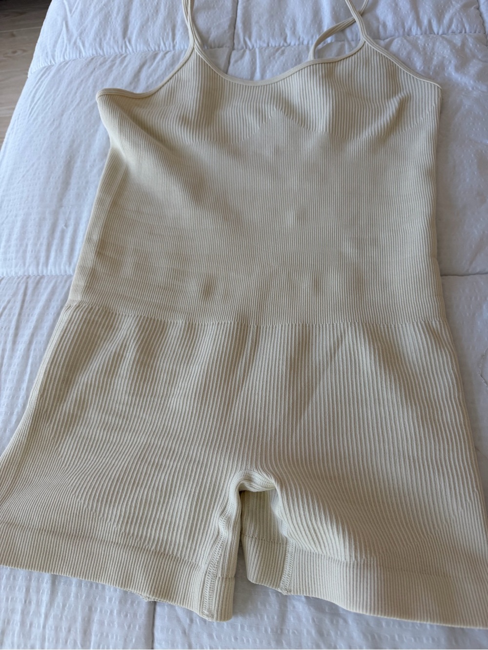 Amazon Cream Ribbed Cami Romper - Picture 2 of 5
